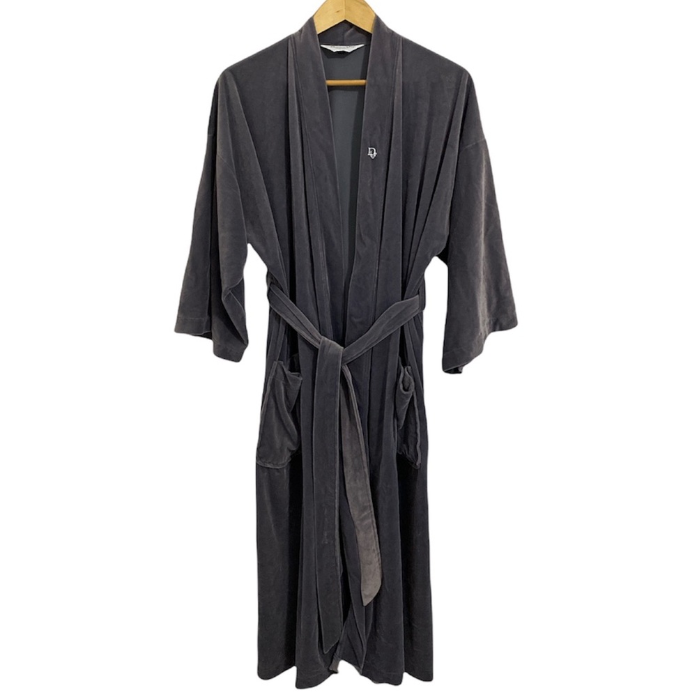 Vintage Christian Dior Monsieur grey velvet half sleeve robe